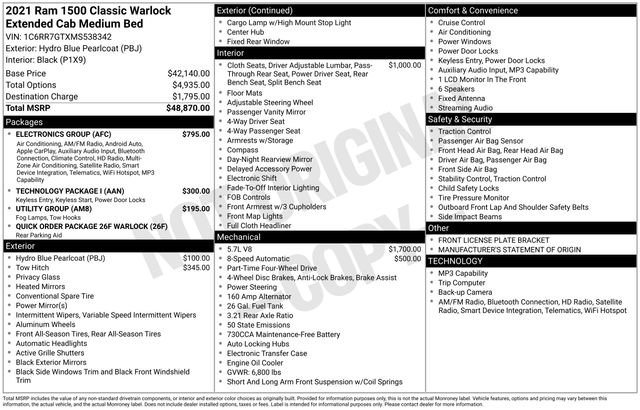 Certified 2021 RAM 1500 Classic Warlock w/ Electronics Group image 4