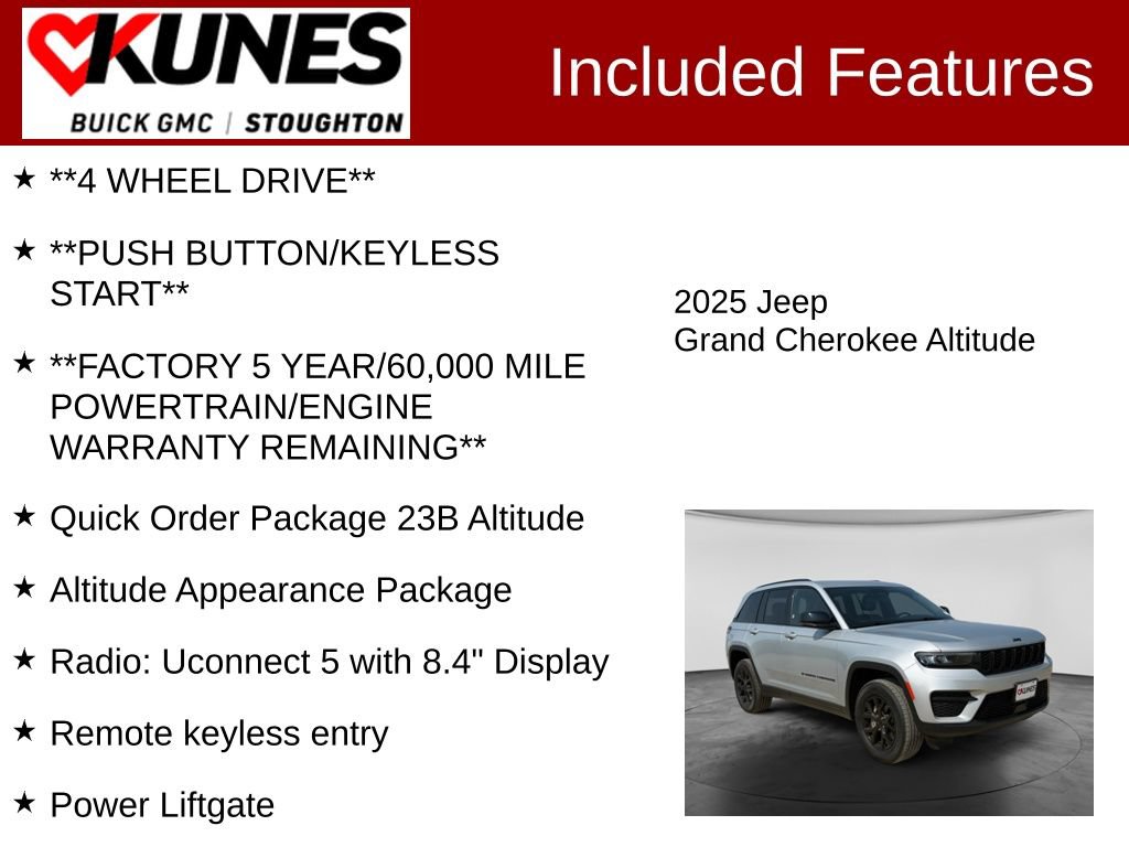 Used 2025 Jeep Grand Cherokee Altitude AWD/4WD image 3