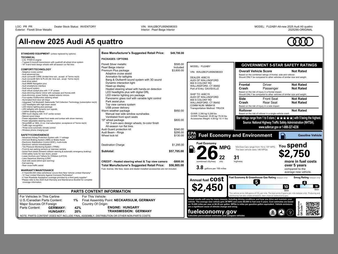 New 2025 Audi A5 2.0T Premium Plus image 46