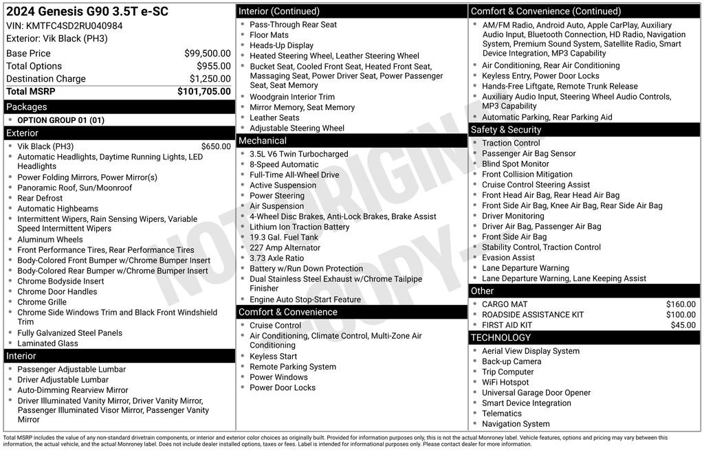 New 2024 Genesis G90 3.5T image 4