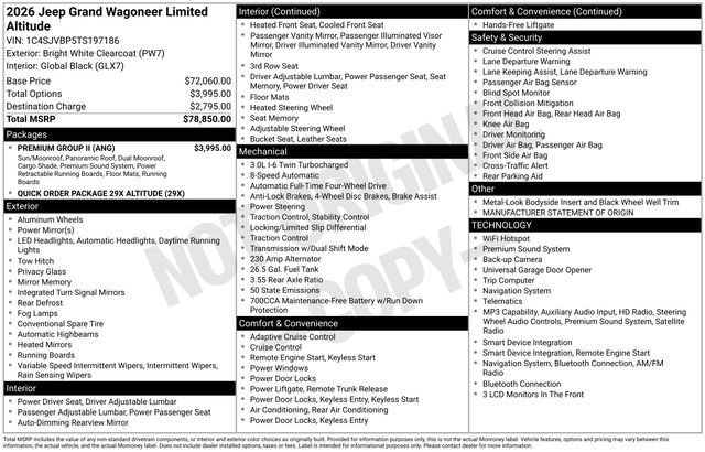New 2026 Jeep Grand Wagoneer Limited w/ Premium Group II AWD/4WD image 36
