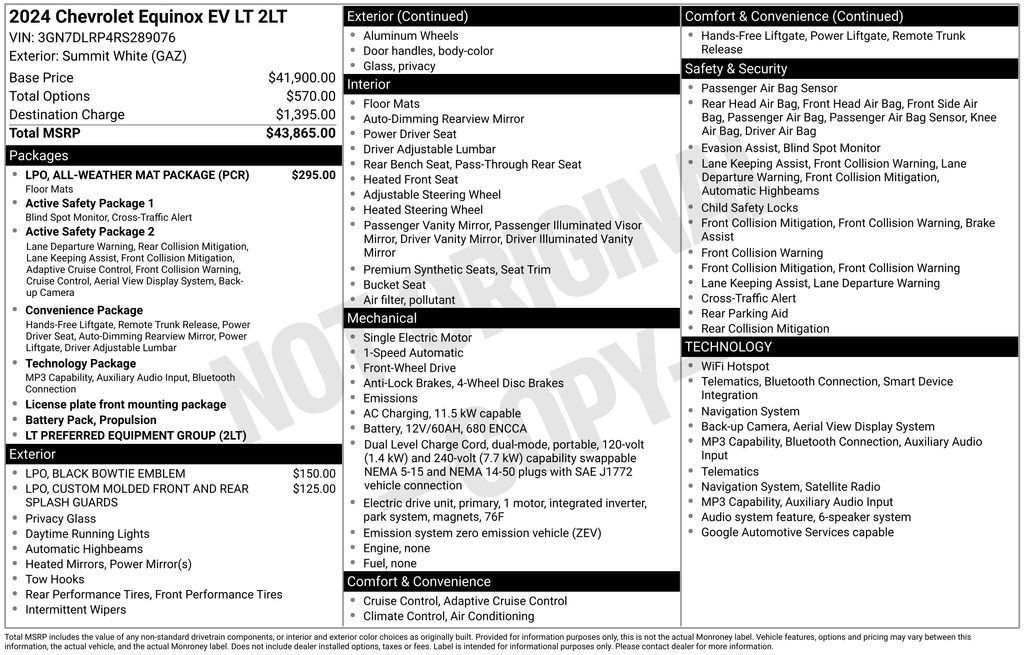 Used 2024 Chevrolet Equinox EV LT w/ LPO, All-Weather Mat Package FWD image 6