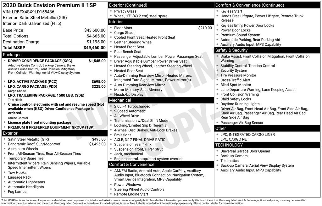 Used 2020 Buick Envision Premium w/ Driver Confidence Package image 59