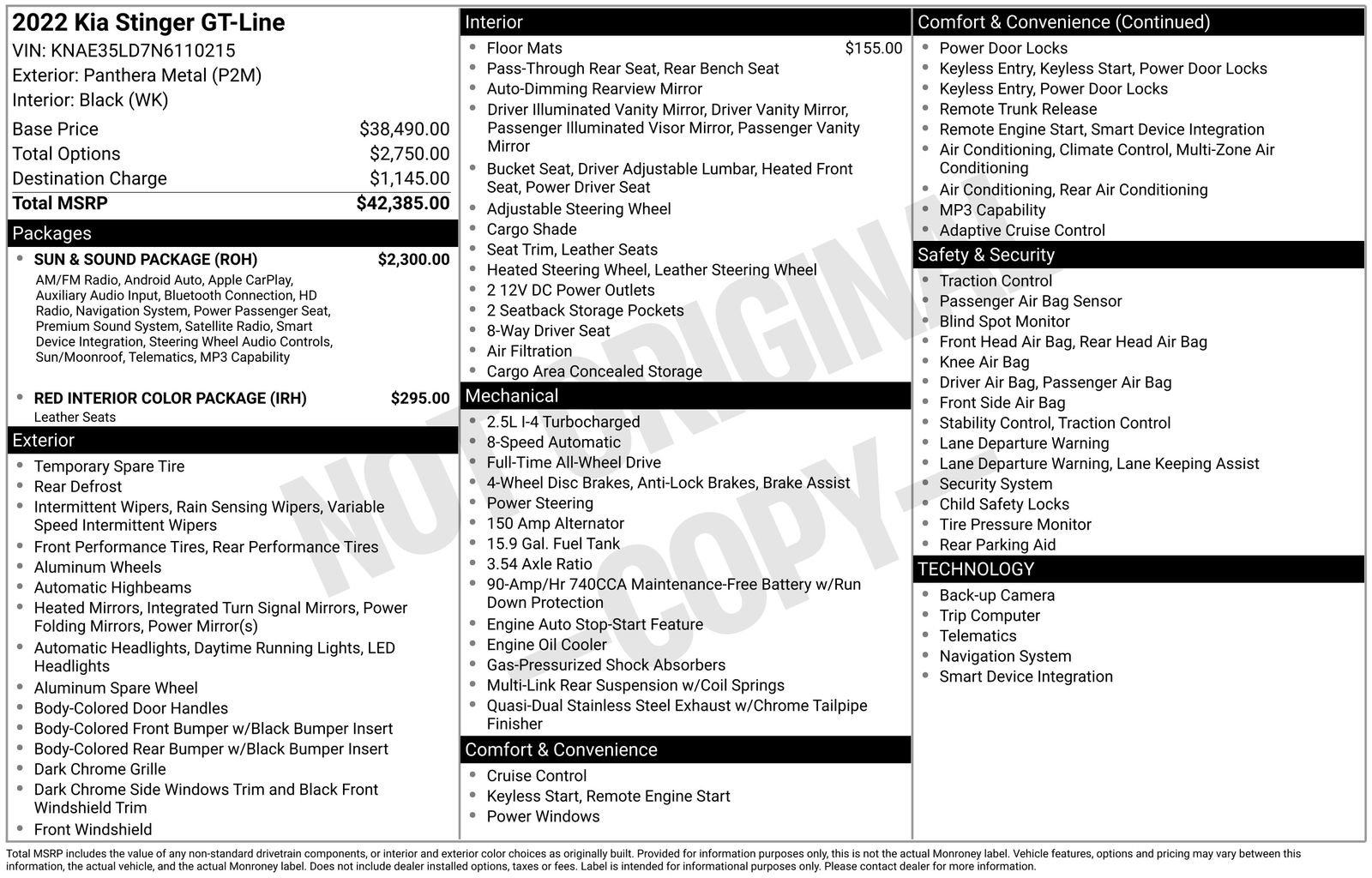 Certified 2022 Kia Stinger GT-Line w/ Sun & Sound Package image 22