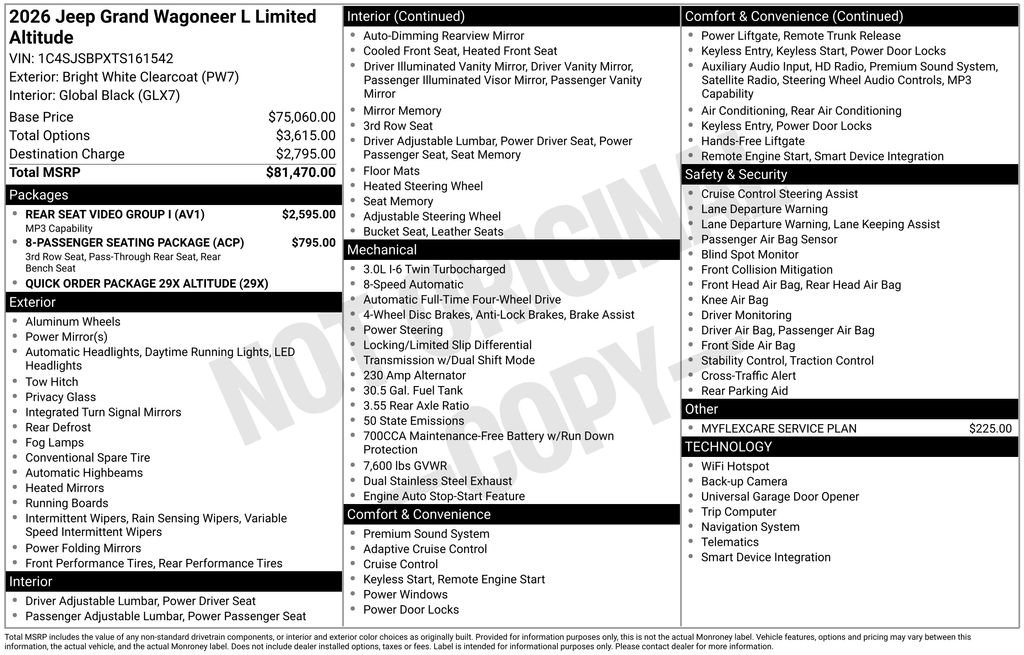 New 2026 Jeep Grand Wagoneer L Limited w/ Rear Seat Video Group I AWD/4WD image 7