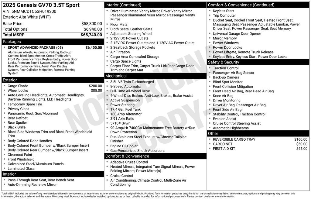 Used 2025 Genesis GV70 3.5T Sport w/ Sport Advanced Package image 47