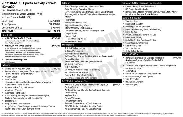 Used 2022 BMW X3 xDrive30i w/ M Sport Package 2 image 10