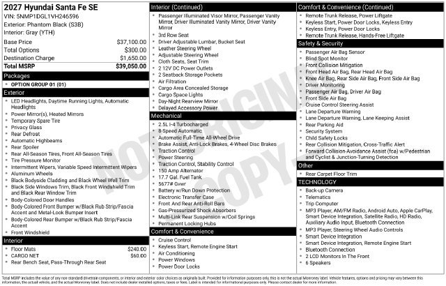 New 2027 Hyundai Santa Fe SE AWD/4WD image 25