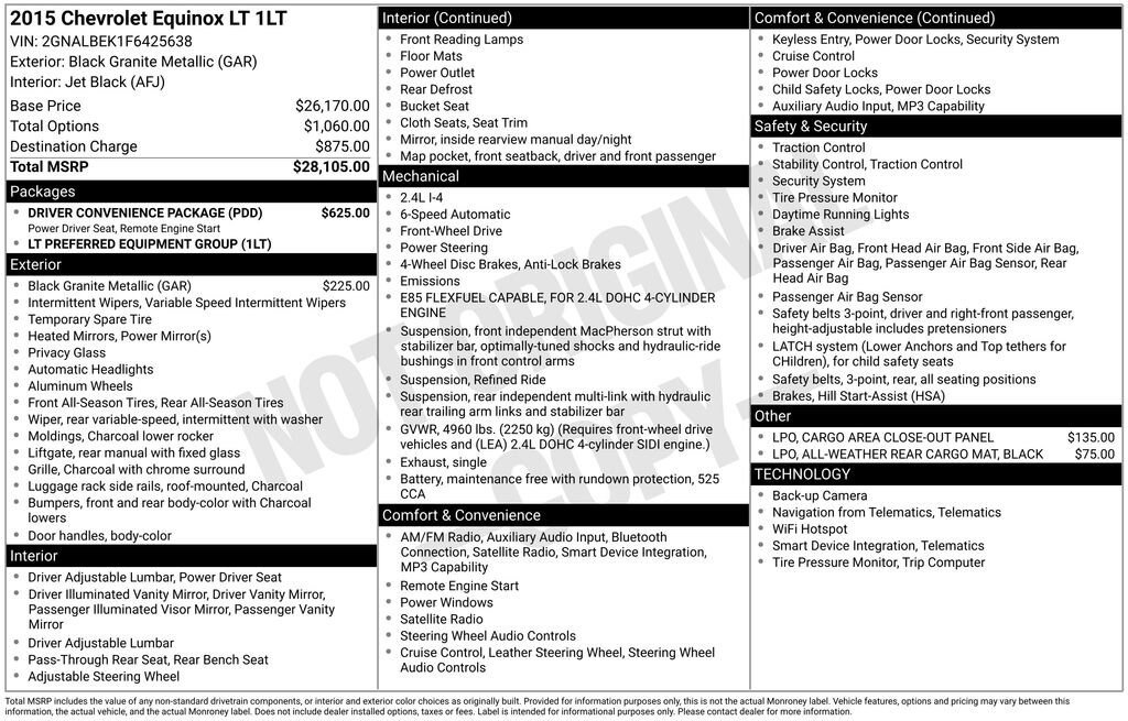 Used 2015 Chevrolet Equinox LT w/ Driver Convenience Package FWD image 10