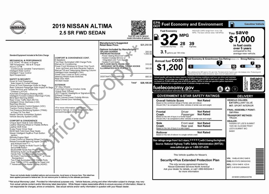 Used 2019 Nissan Altima 2.5 SR w/ SR Premium Package image 2