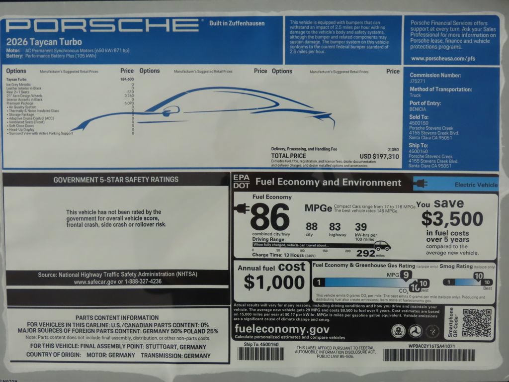 New 2026 Porsche Taycan Turbo AWD/4WD image 15