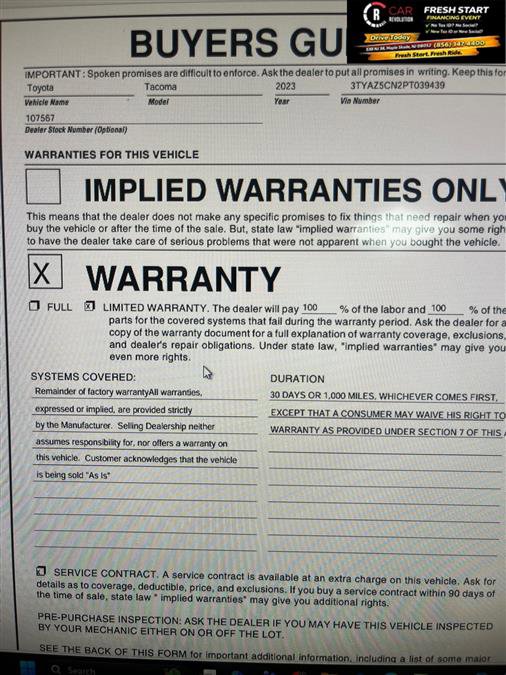 Used 2023 Toyota Tacoma SR5 image 8