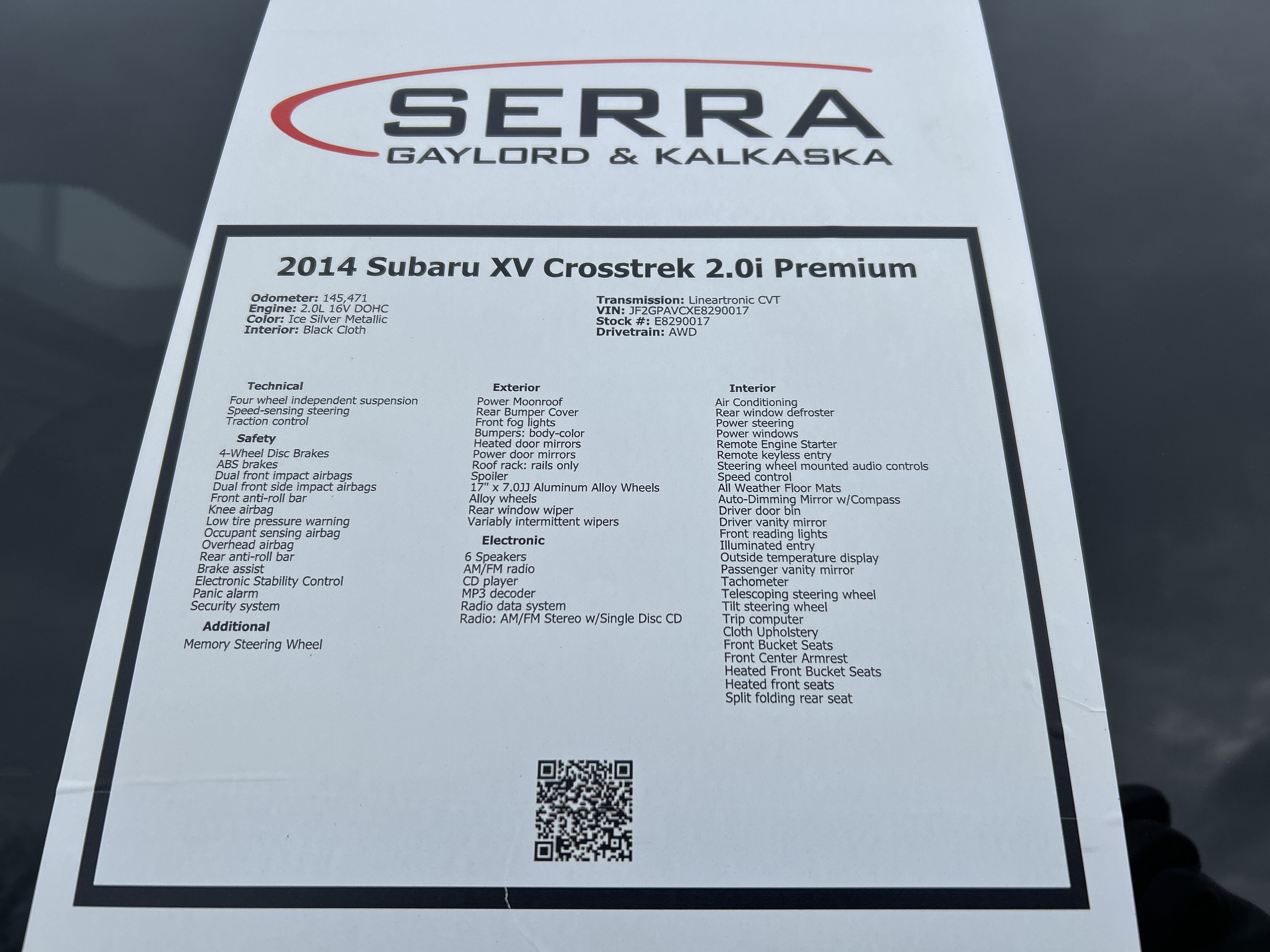 Used 2014 Subaru Crosstrek 2.0i Premium w/ Moonroof Package image 26