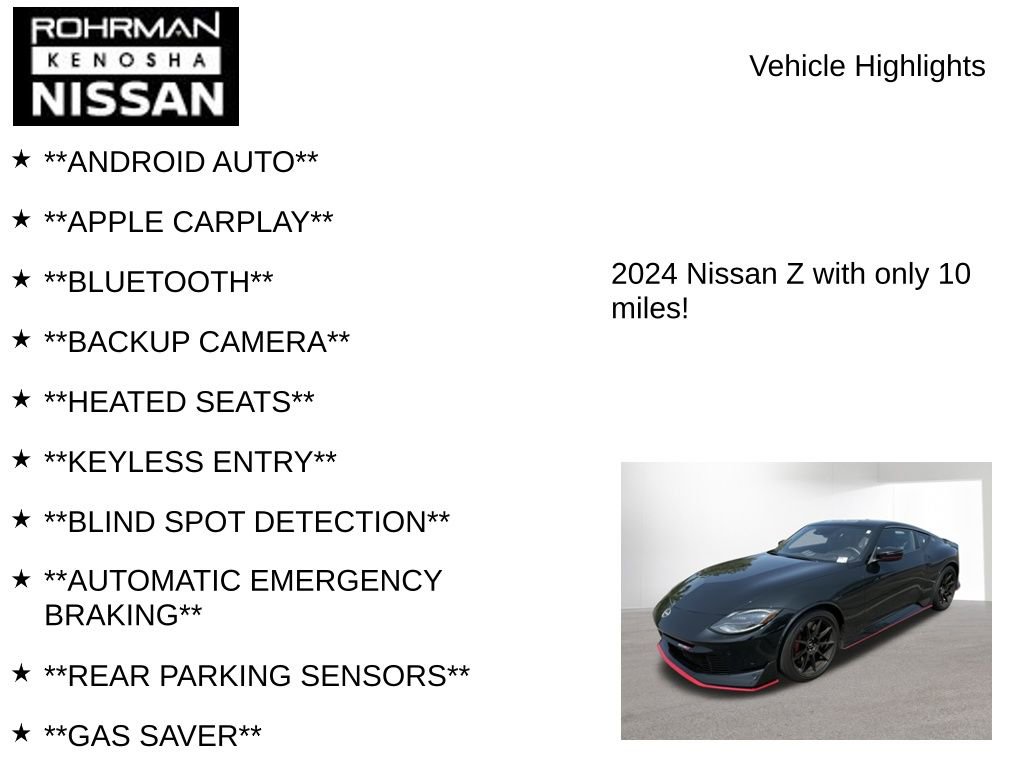 New 2024 Nissan Z NISMO w/ Floor Mat Package image 8