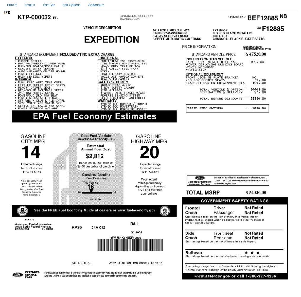 Used 2011 Ford Expedition EL Limited w/ 301A Rapid Spec Order Code RWD image 2
