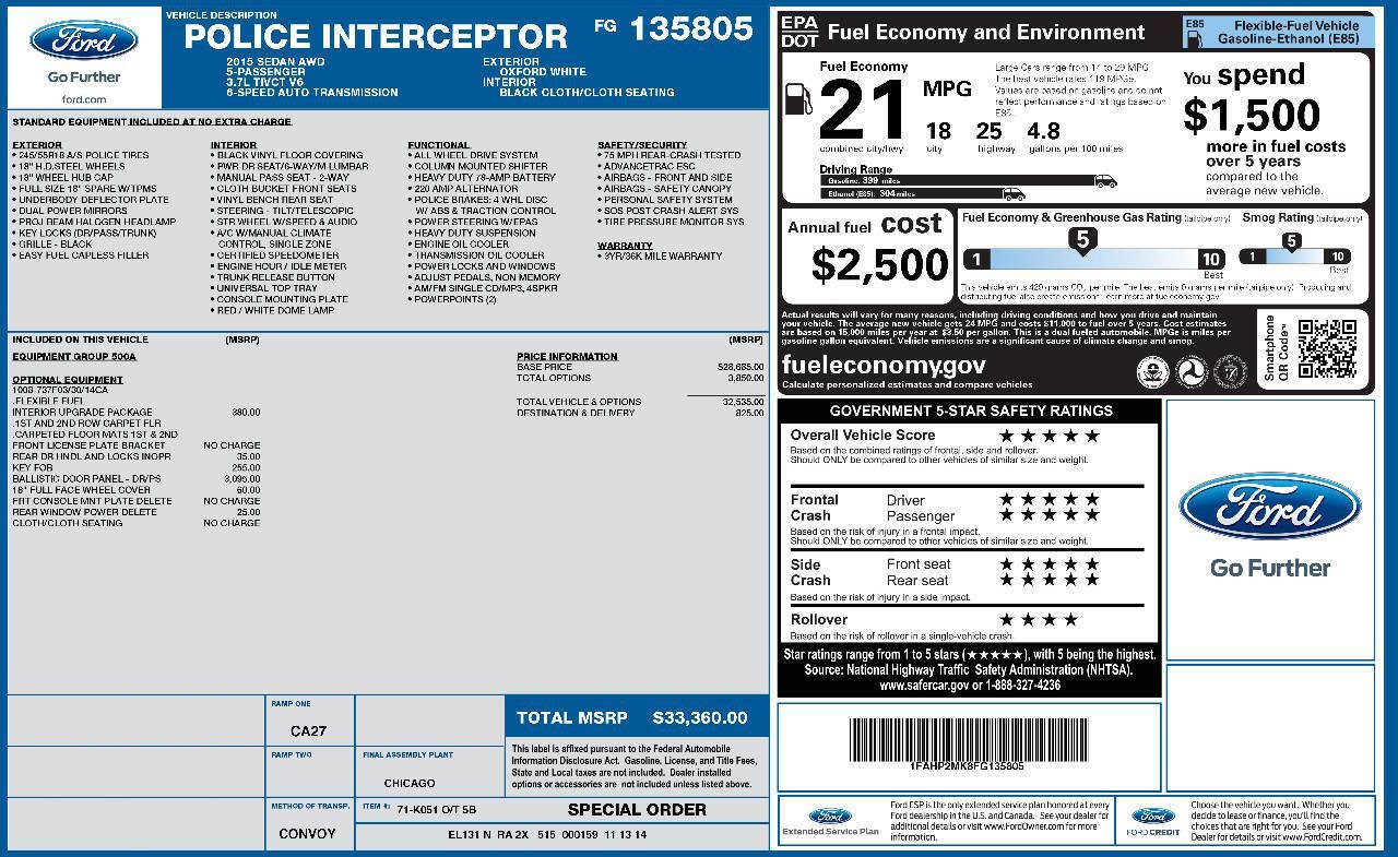 Used 2015 Ford Taurus Police Interceptor AWD image 4