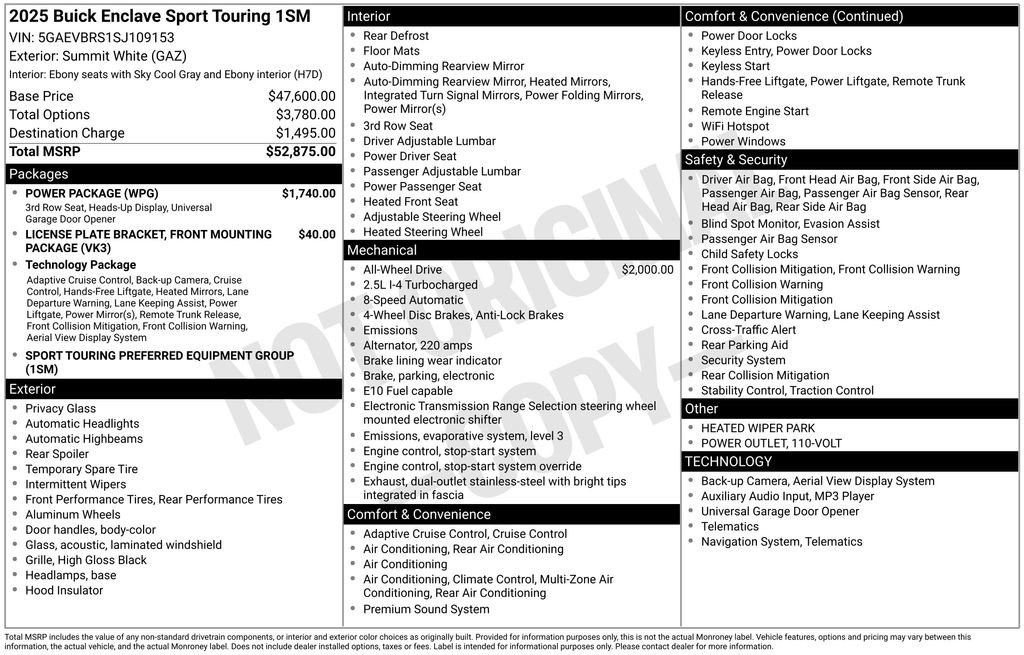 Used 2025 Buick Enclave Sport Touring w/ Power Package image 2