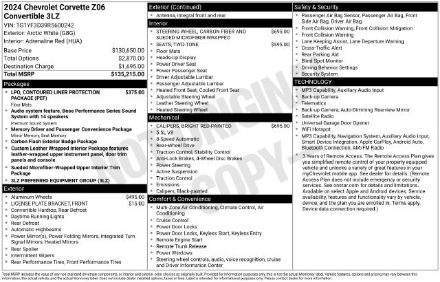 Used 2024 Chevrolet Corvette Z06 RWD image 6