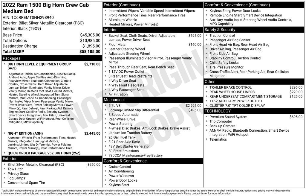 Used 2022 RAM 1500 Big Horn RWD image 2
