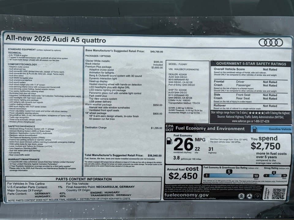 Certified 2025 Audi A5 2.0T Premium Plus w/ Premium Plus image 21