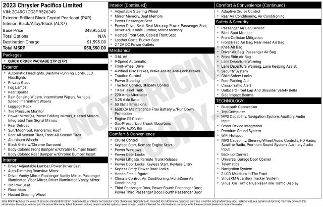 Used 2023 Chrysler Pacifica Limited FWD image 13