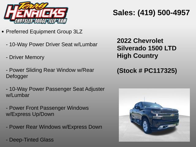 Used 2022 Chevrolet Silverado 1500 High Country w/ Technology Package AWD/4WD image 12