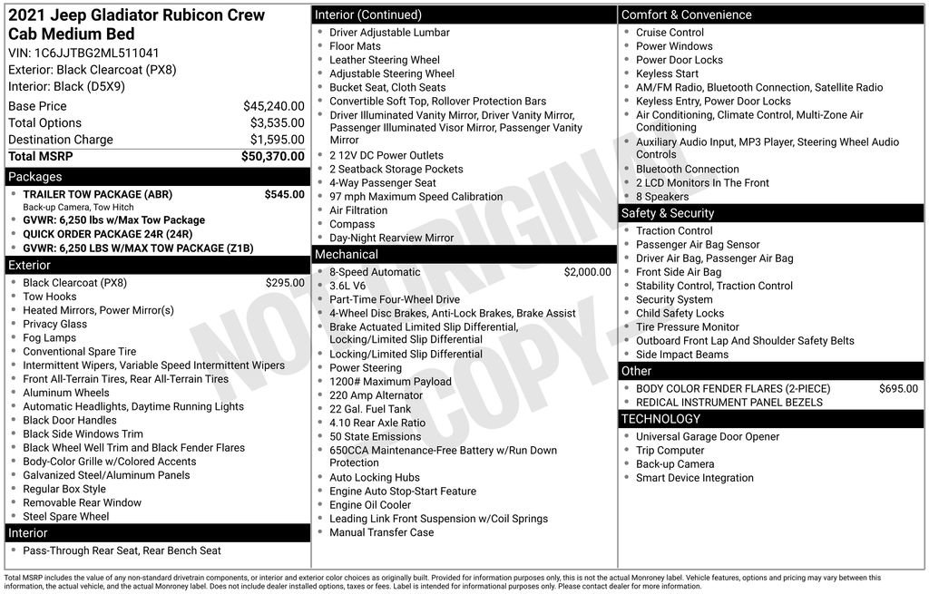 Used 2021 Jeep Gladiator Rubicon w/ Trailer Tow Package image 50