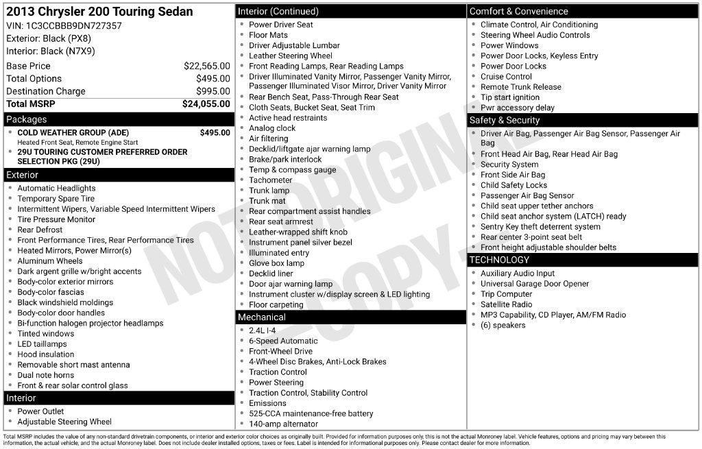 Used 2013 Chrysler 200 Touring w/ Cold Weather Group FWD image 2