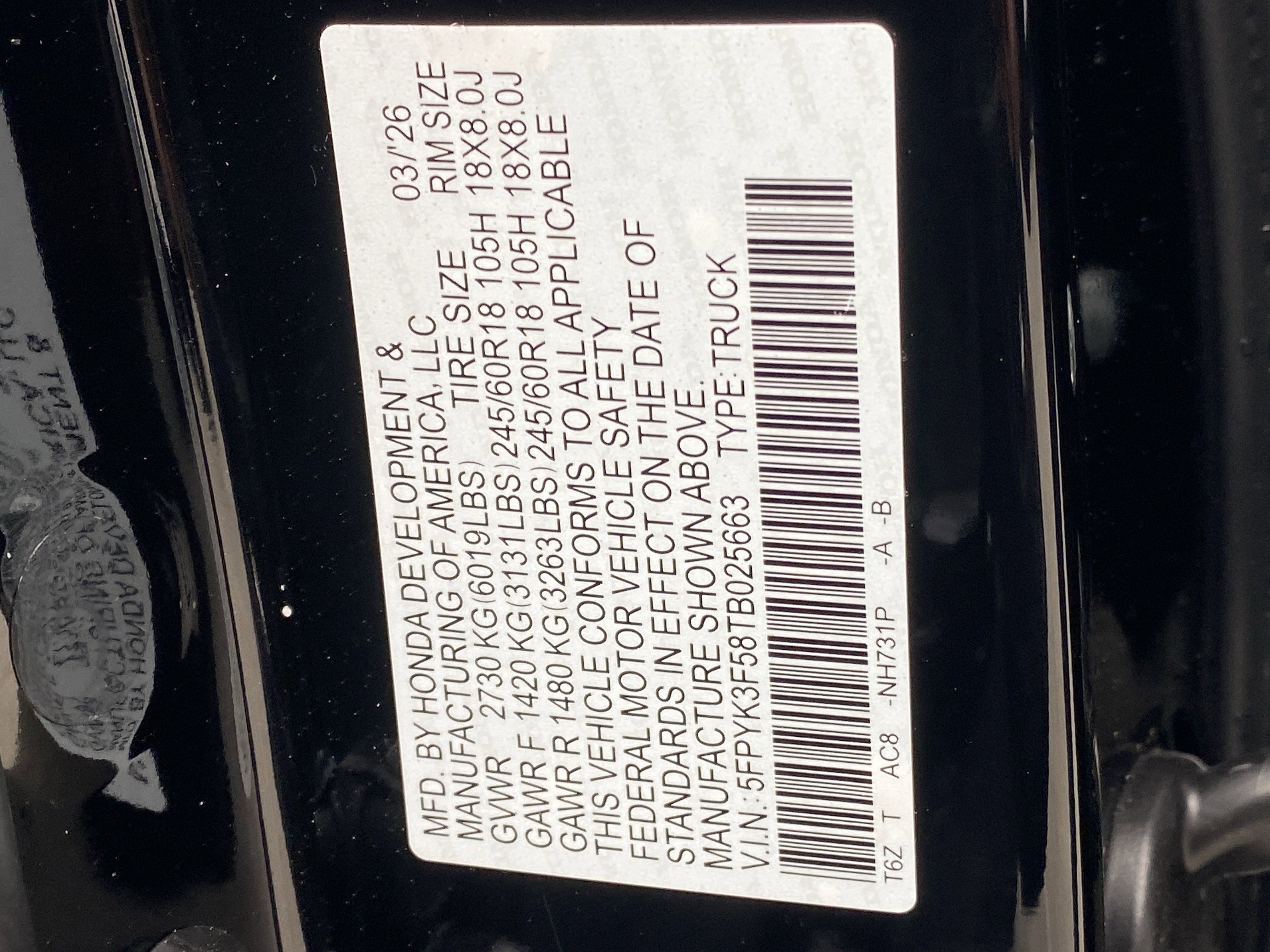 New 2026 Honda Ridgeline RTL image 19