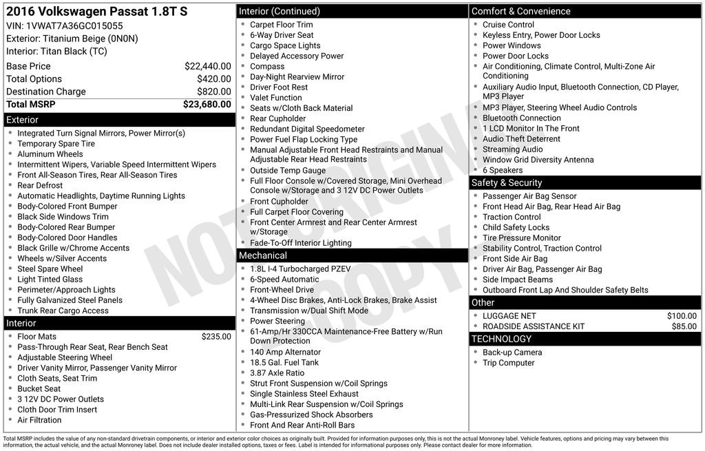 Used 2016 Volkswagen Passat 1.8T S image 20