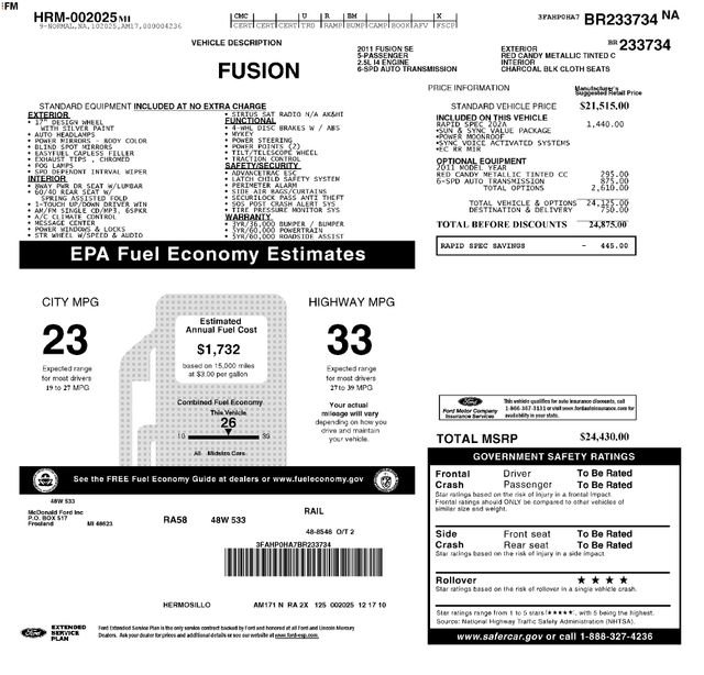 Used 2011 Ford Fusion SE w/ 202A Rapid Spec Order Code FWD image 9