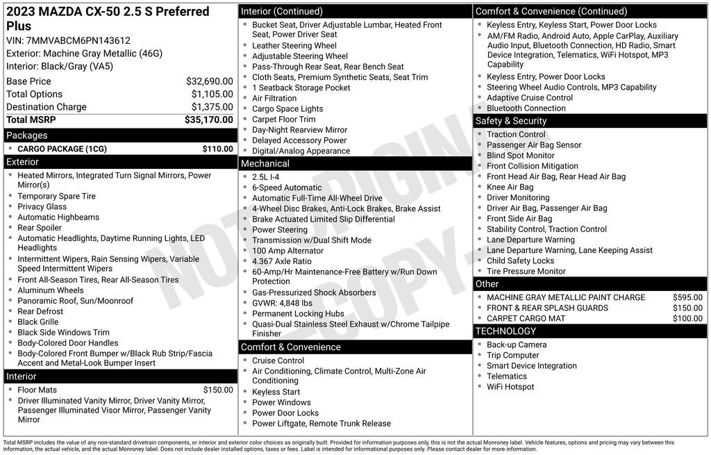 Used 2023 MAZDA CX-50 2.5 S w/ Cargo Package image 3