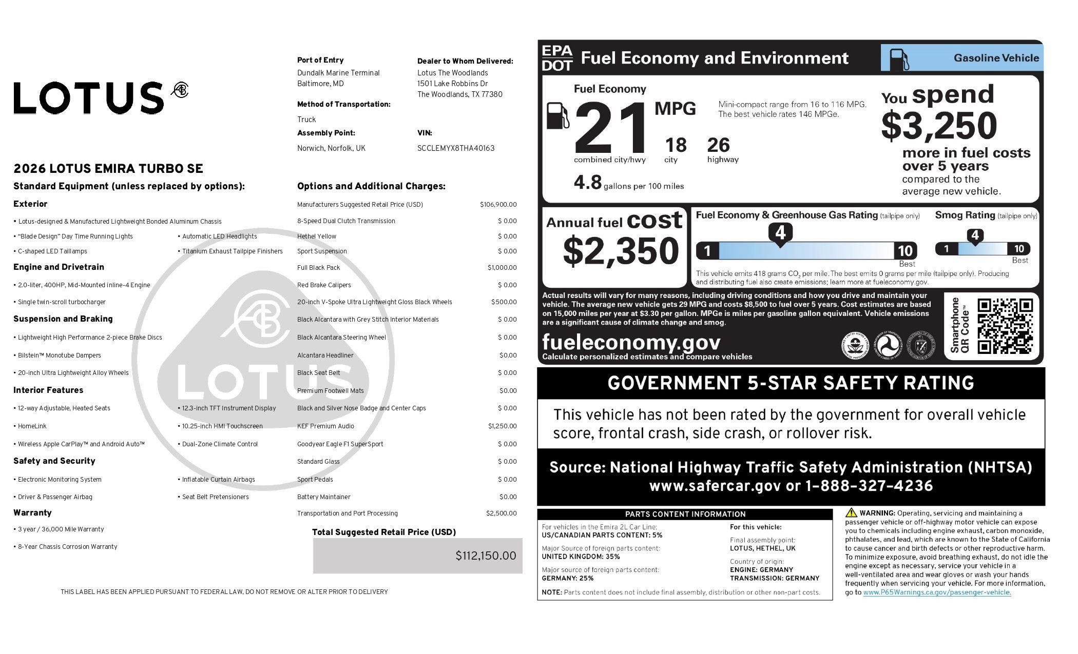 New 2026 Lotus Emira SE image 49