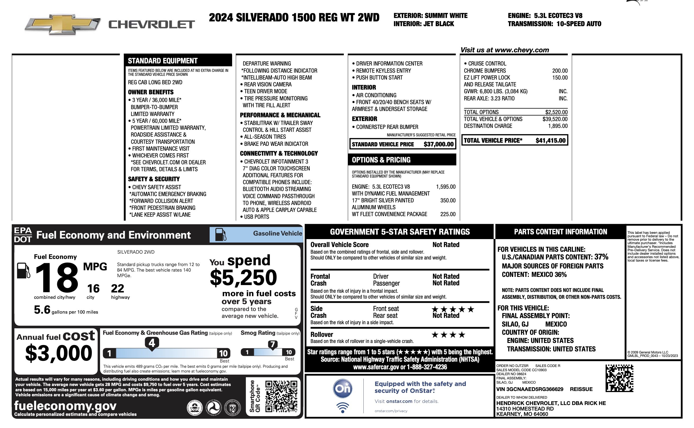 Used 2024 Chevrolet Silverado 1500 W/T w/ WT Fleet Convenience Package RWD image 4