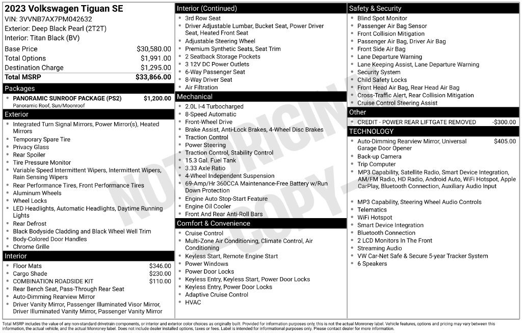 Used 2023 Volkswagen Tiguan SE w/ Panoramic Sunroof Package FWD image 10