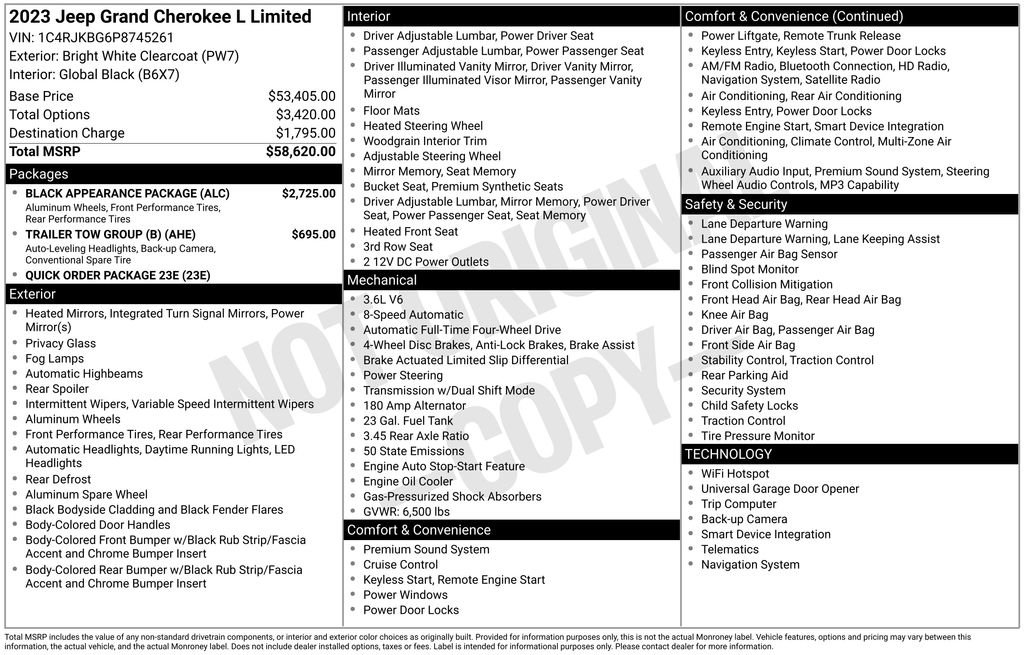 Used 2023 Jeep Grand Cherokee L Limited w/ Black Appearance Package AWD/4WD image 8