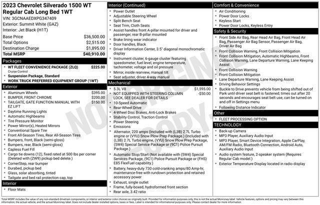Used 2023 Chevrolet Silverado 1500 W/T w/ WT Fleet Convenience Package RWD image 17