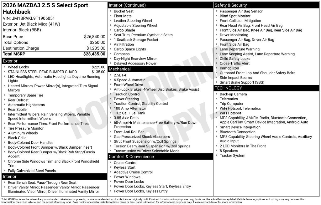 New 2026 MAZDA MAZDA3 s Sport FWD image 34
