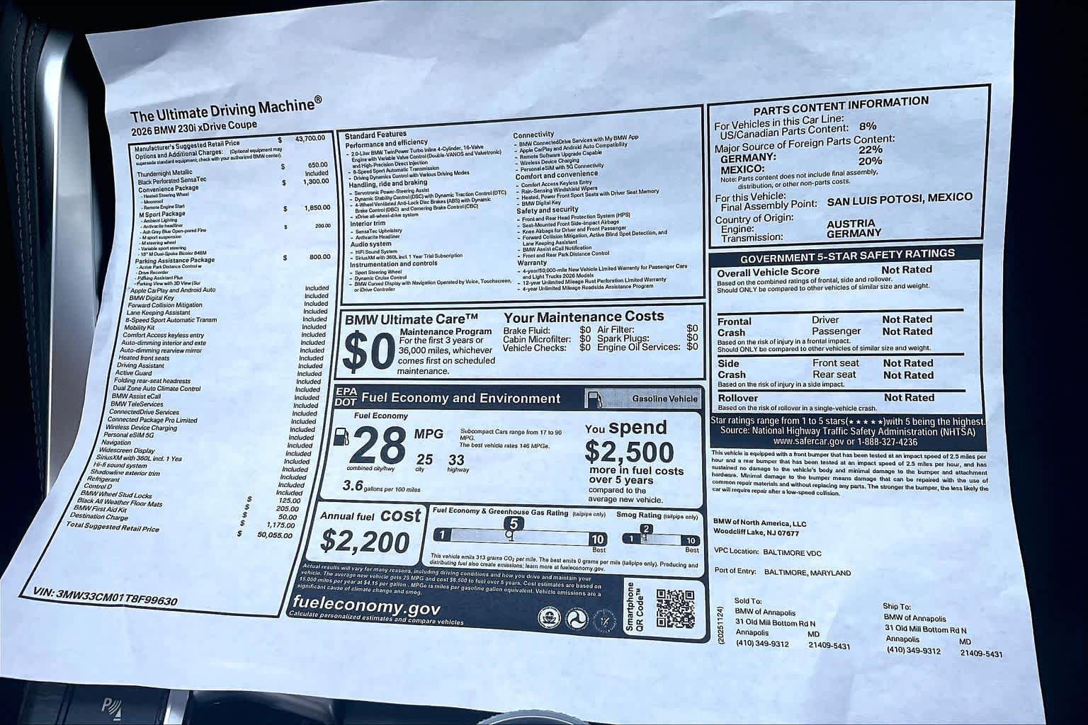 New 2026 BMW 230i xDrive Coupe w/ M Sport Package AWD/4WD image 19
