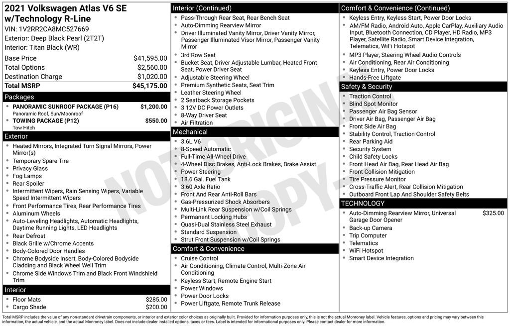 Used 2021 Volkswagen Atlas SE w/ Panoramic Sunroof Package AWD/4WD image 6
