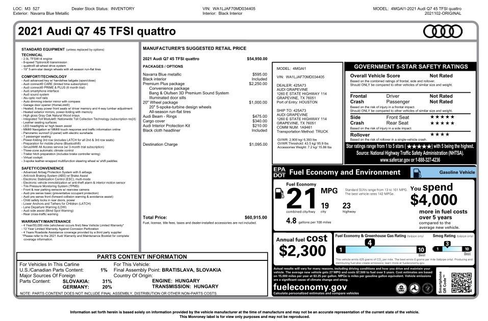 Used 2021 Audi Q7 2.0T Premium Plus w/ Premium Plus Package image 2