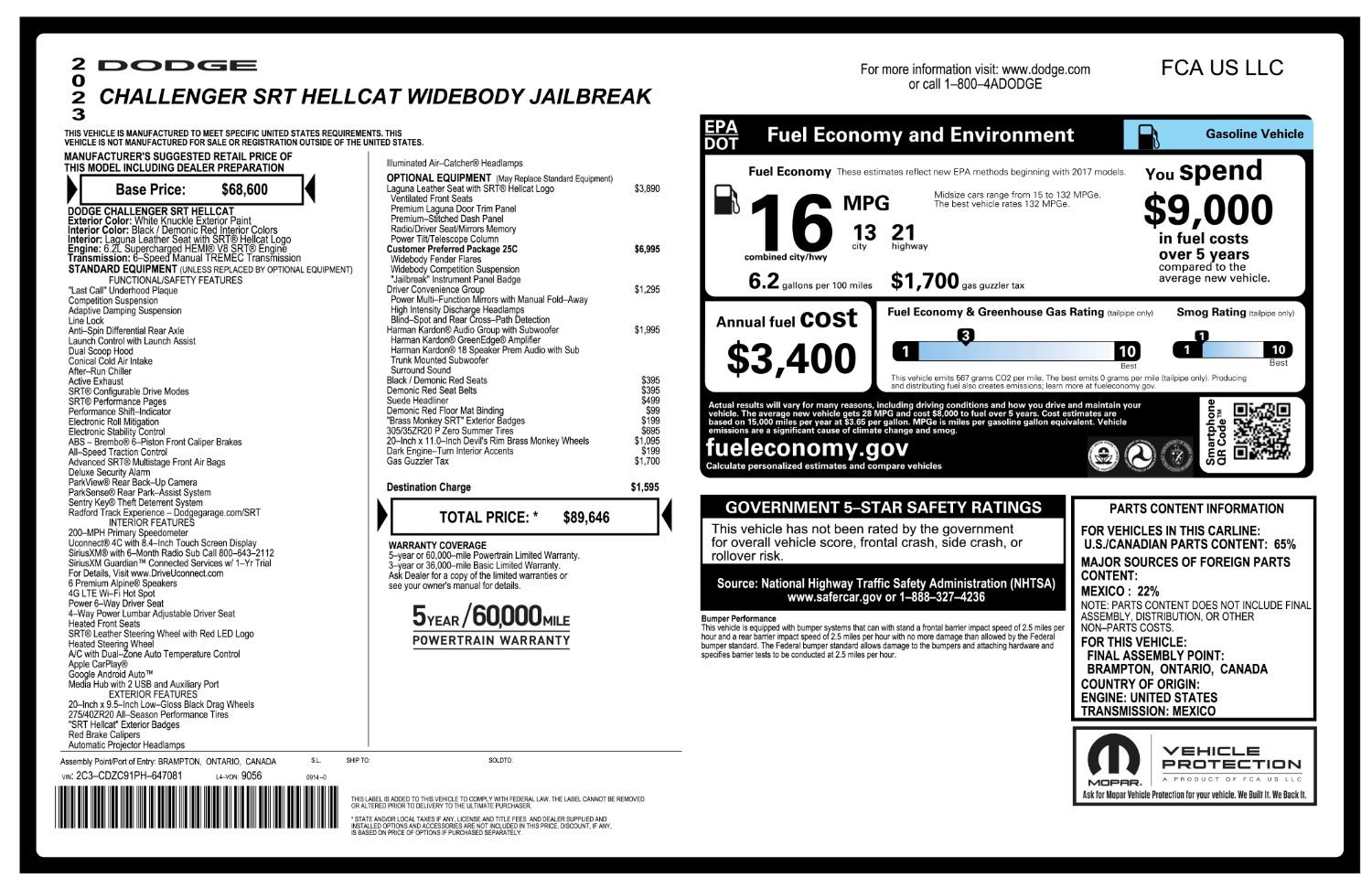 Used 2023 Dodge Challenger SRT Hellcat w/ Plus Package image 5