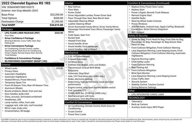 Certified 2022 Chevrolet Equinox RS w/ LPO, Floor Liner Package image 6