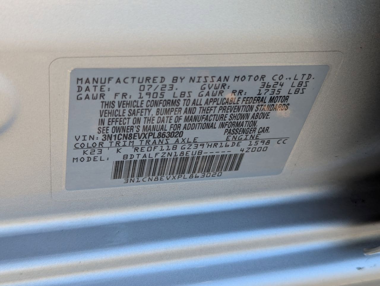 Certified 2023 Nissan Versa SV FWD image 31