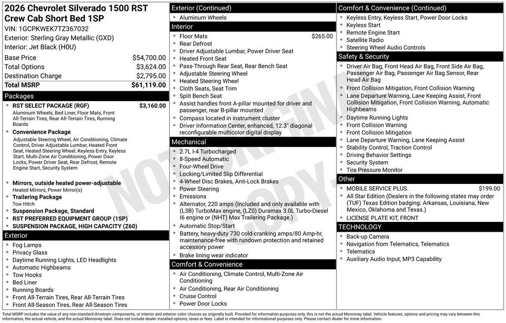 New 2026 Chevrolet Silverado 1500 RST w/ RST Select Package AWD/4WD image 15