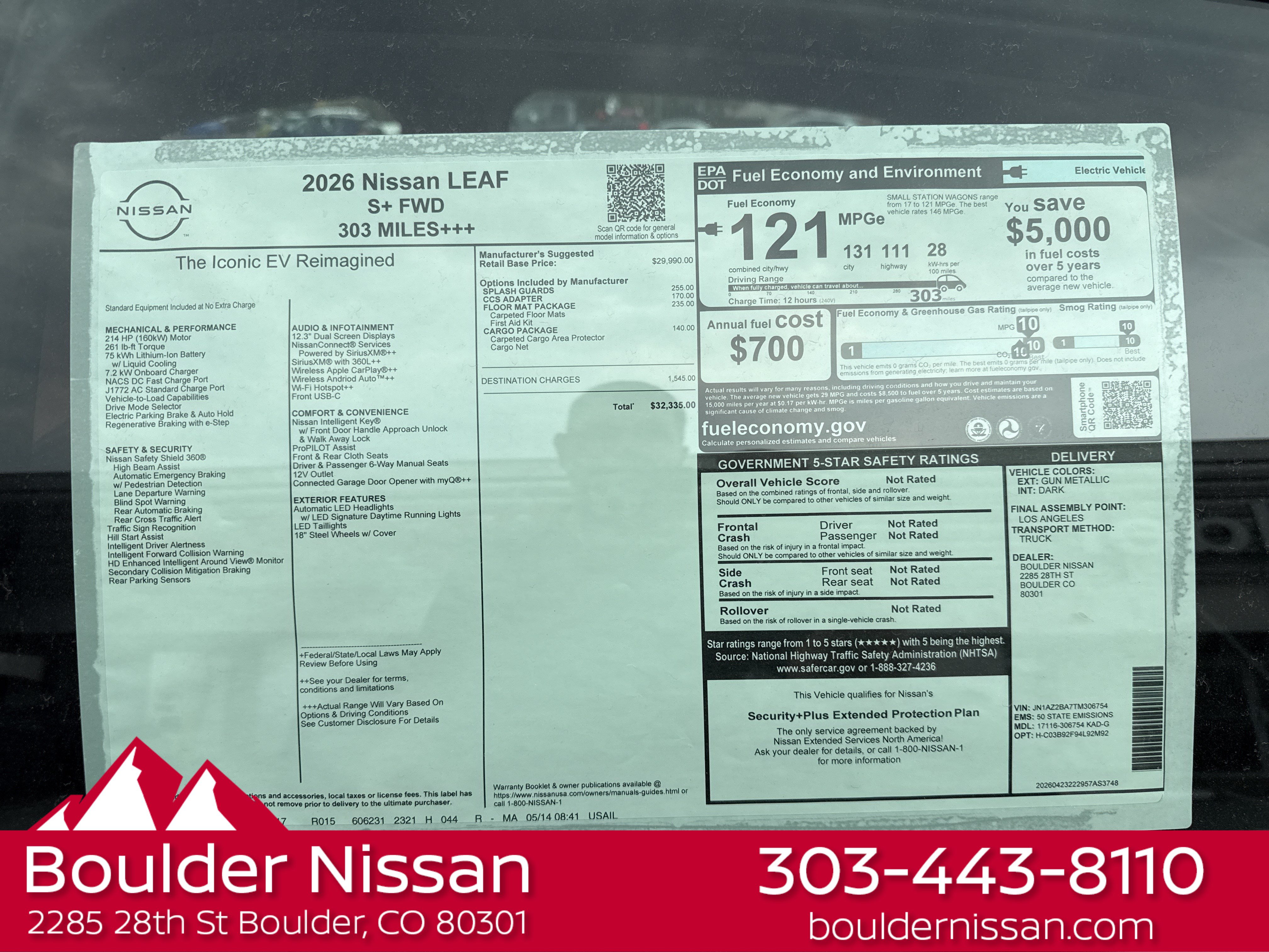 New 2026 Nissan Leaf w/ Floor Mat Package (S+) FWD image 4