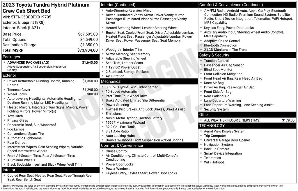 Used 2023 Toyota Tundra Platinum w/ Advanced Package AWD/4WD image 3