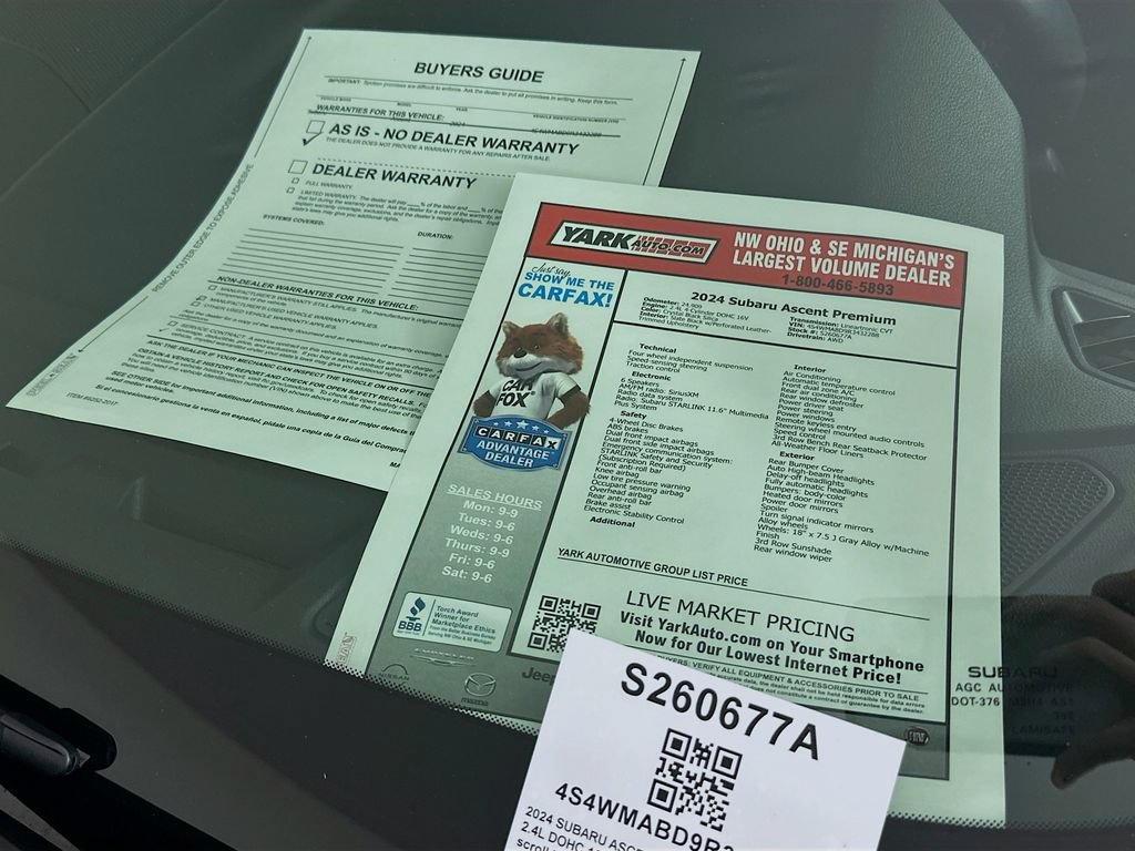 Certified 2024 Subaru Ascent Premium AWD/4WD image 13