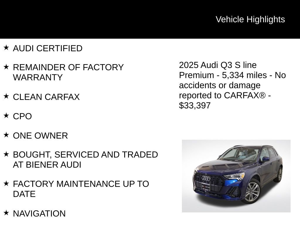 Certified 2025 Audi Q3 2.0T Premium w/ Convenience Package image 9