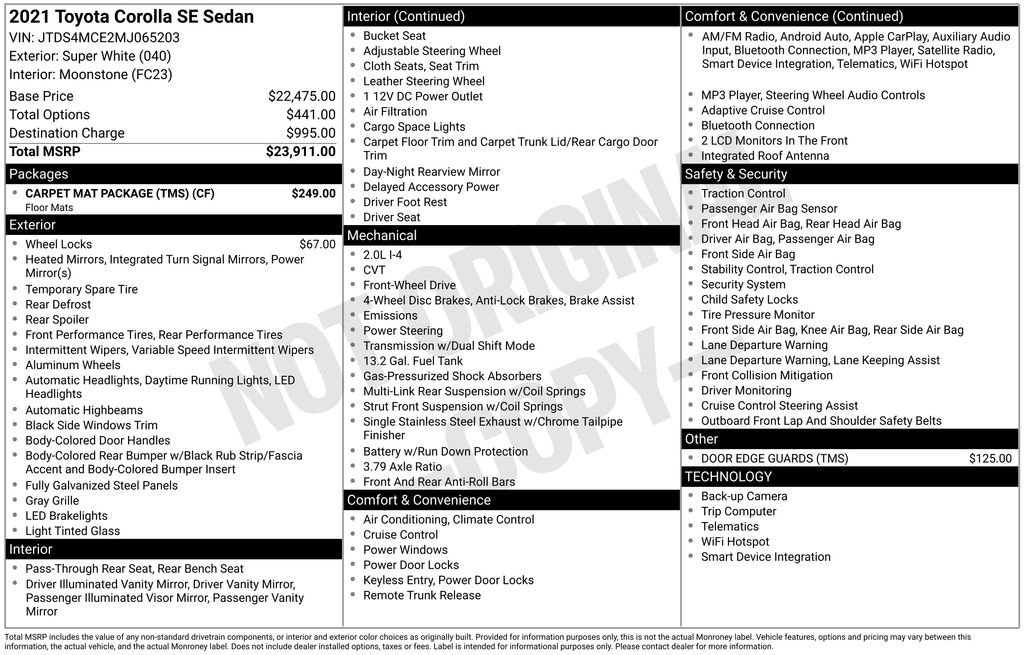 Used 2021 Toyota Corolla SE w/ Carpet Mat Package (TMS) image 38